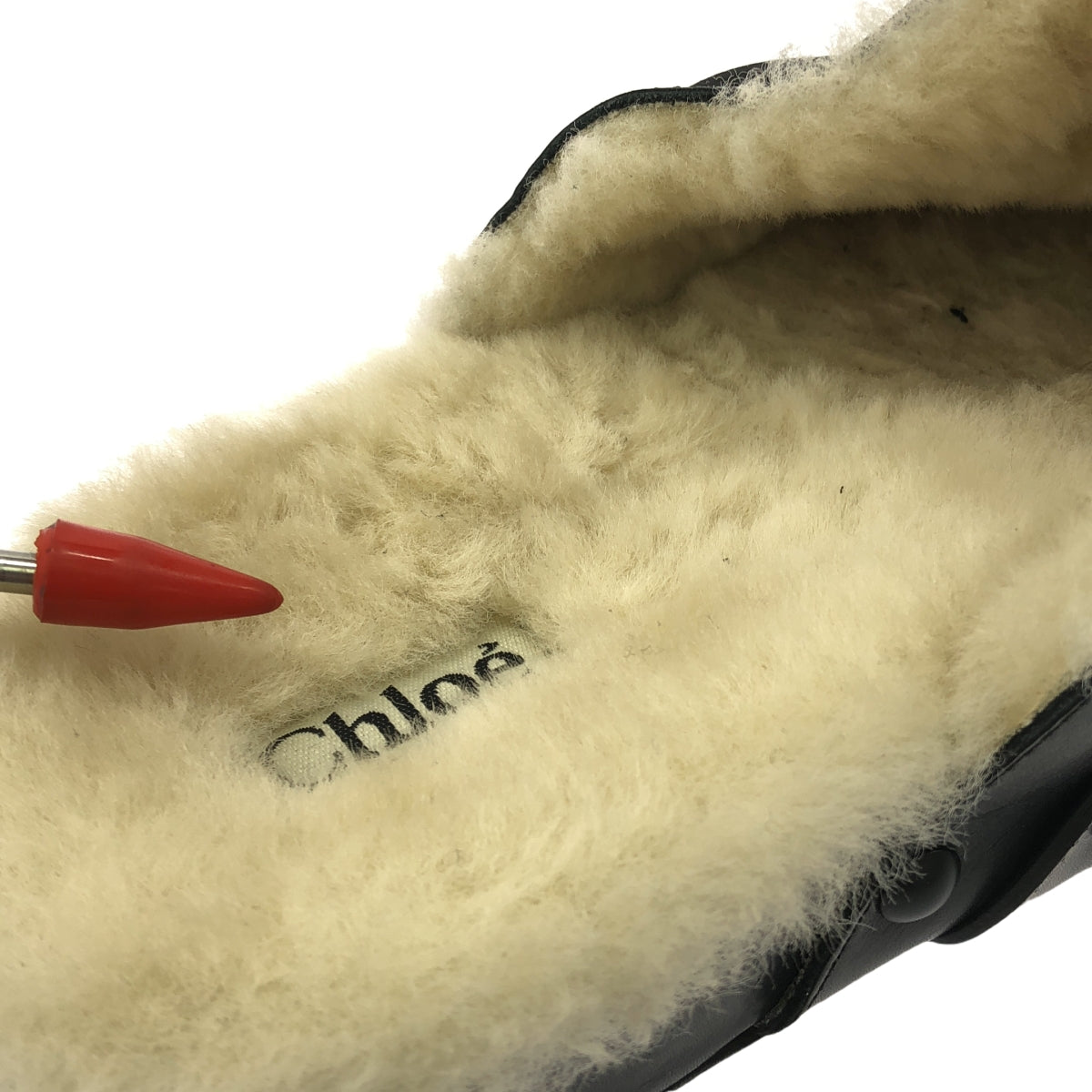Chloe | Leather Shearling Clog Sandals | Size 38 | Black | Women's