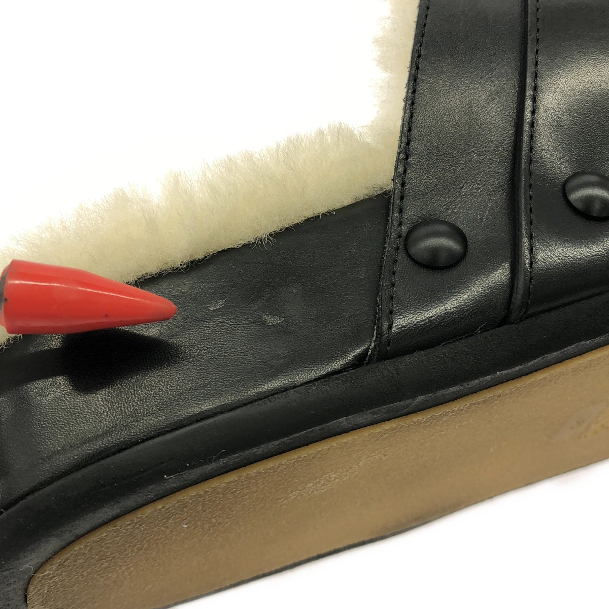 Chloe | Leather Shearling Clog Sandals | Size 38 | Black | Women's