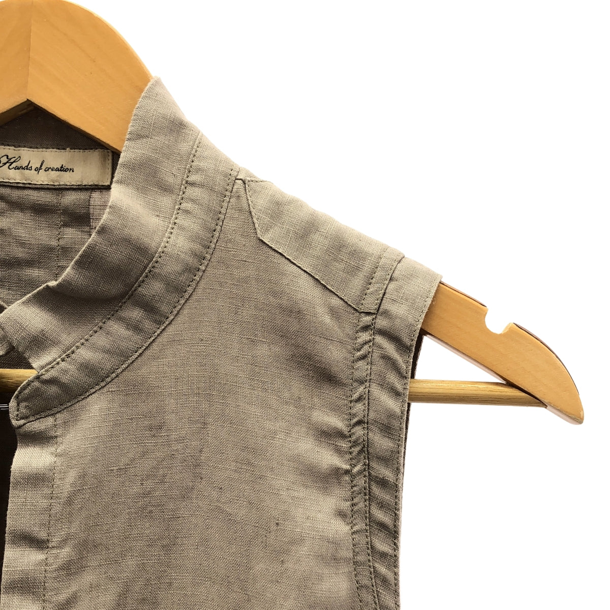 Hands of creation / 핸즈 오브 크리에이션 | 린넨 포켓이있는 스탠드 컬러 원피스 | F | 베이지 | 여성