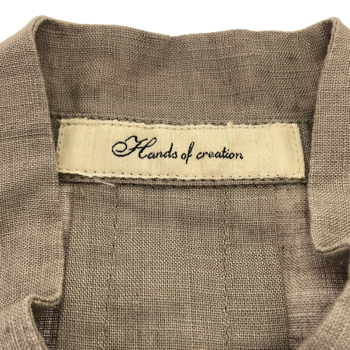 Hands of creation / 핸즈 오브 크리에이션 | 린넨 포켓이있는 스탠드 컬러 원피스 | F | 베이지 | 여성