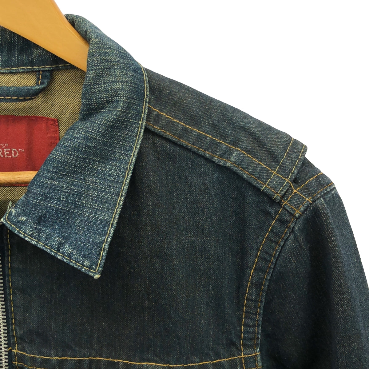 Levi's red / リーバイスレッド | TYPE4 クロアチア製 グリース加工 立体裁断 ジップ デニムジャケット | S | メンズ
