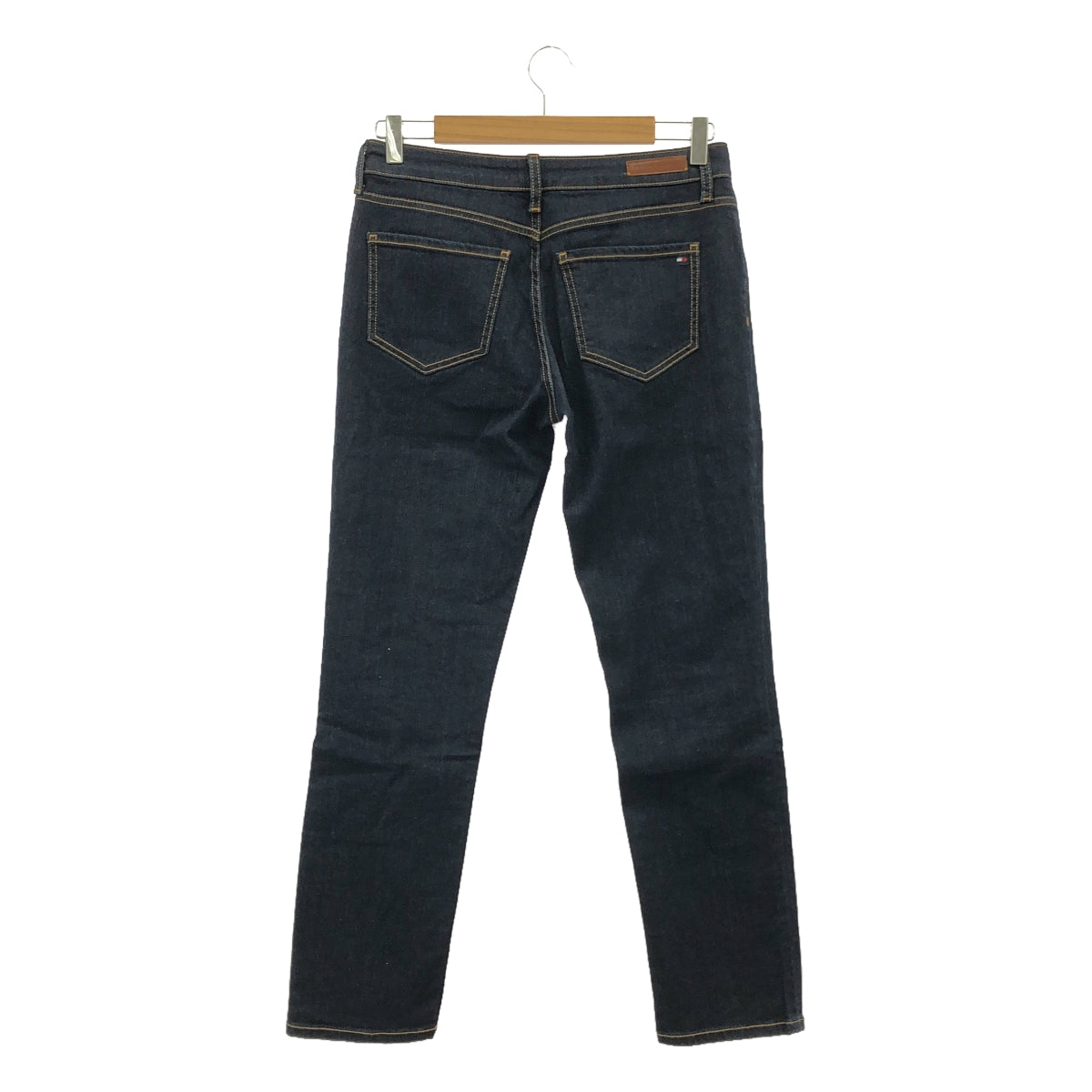 TOMMY HILFIGER | organic cotton / leather patch dark blue denim pants | size 27 | indigo | women's