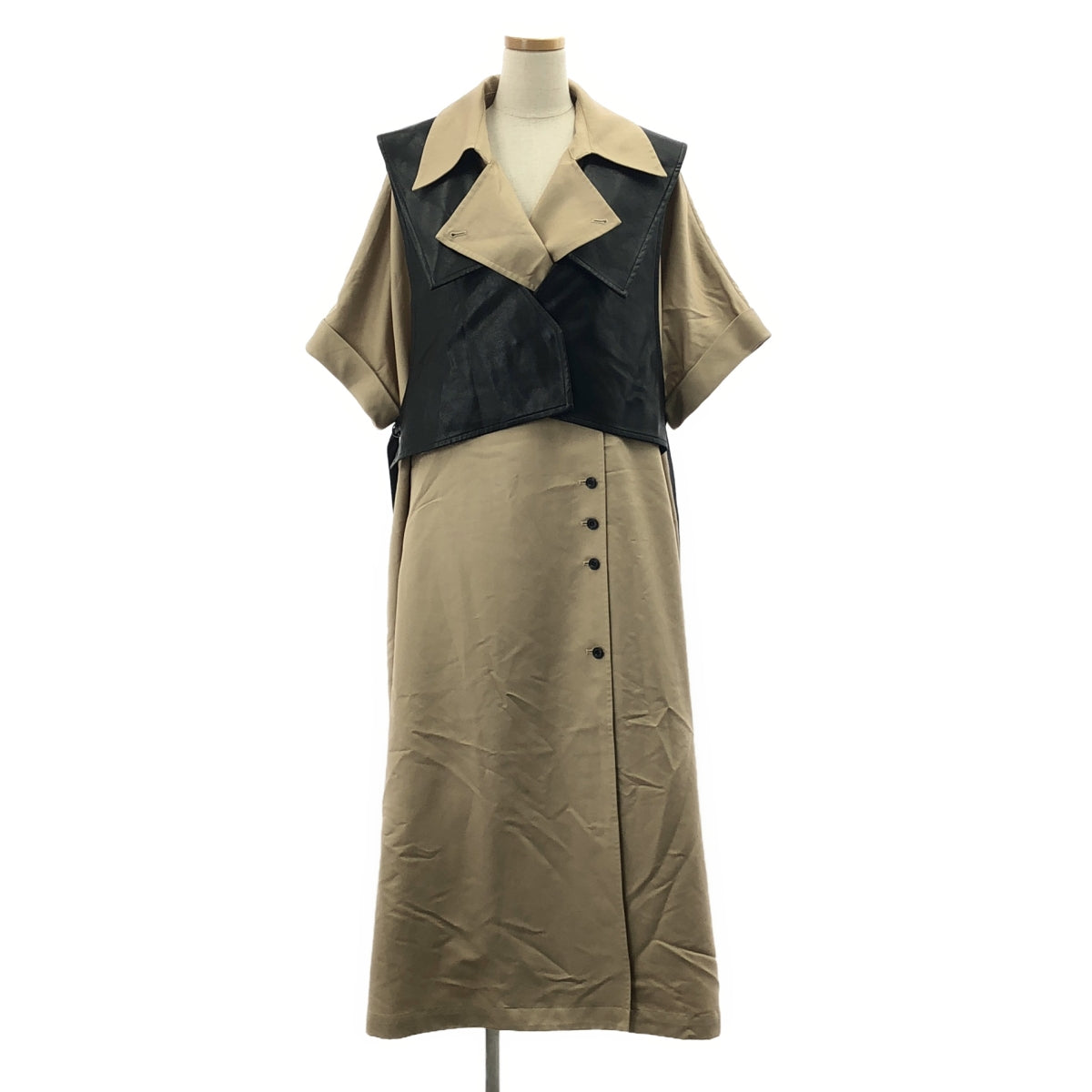 AMERI / 아메리 | TRENCH MULTI WAY LONG VEST 트렌치 멀티웨이 롱 베스트 코트 | M | 베이지 / 블랙 | 여성
