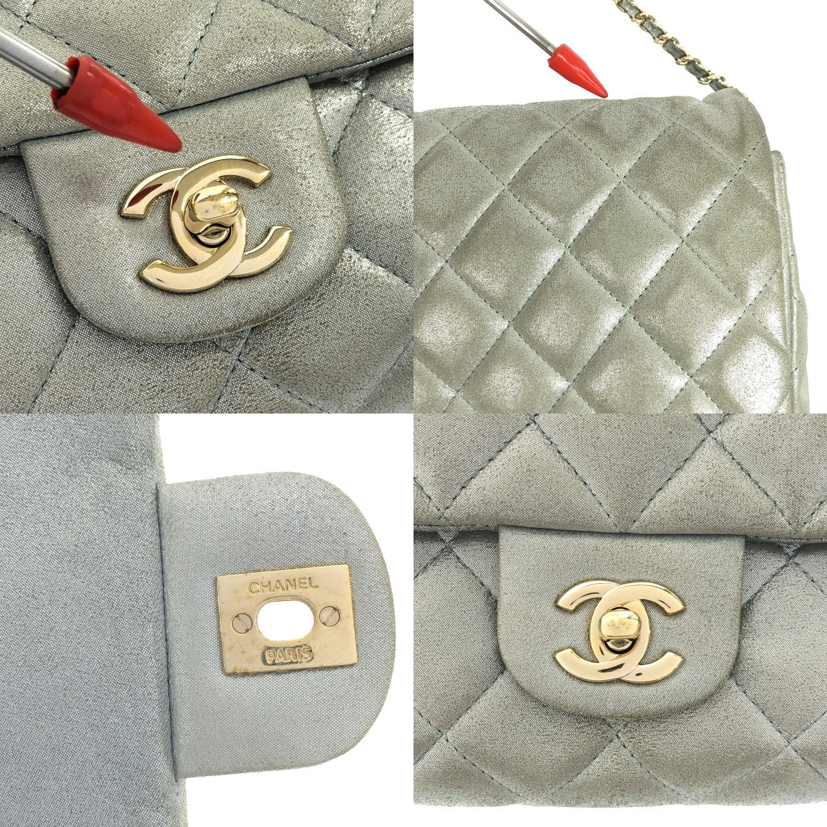 CHANEL | Matelasse Metallic Leather Flap Chain Shoulder Bag | Silver | Women's