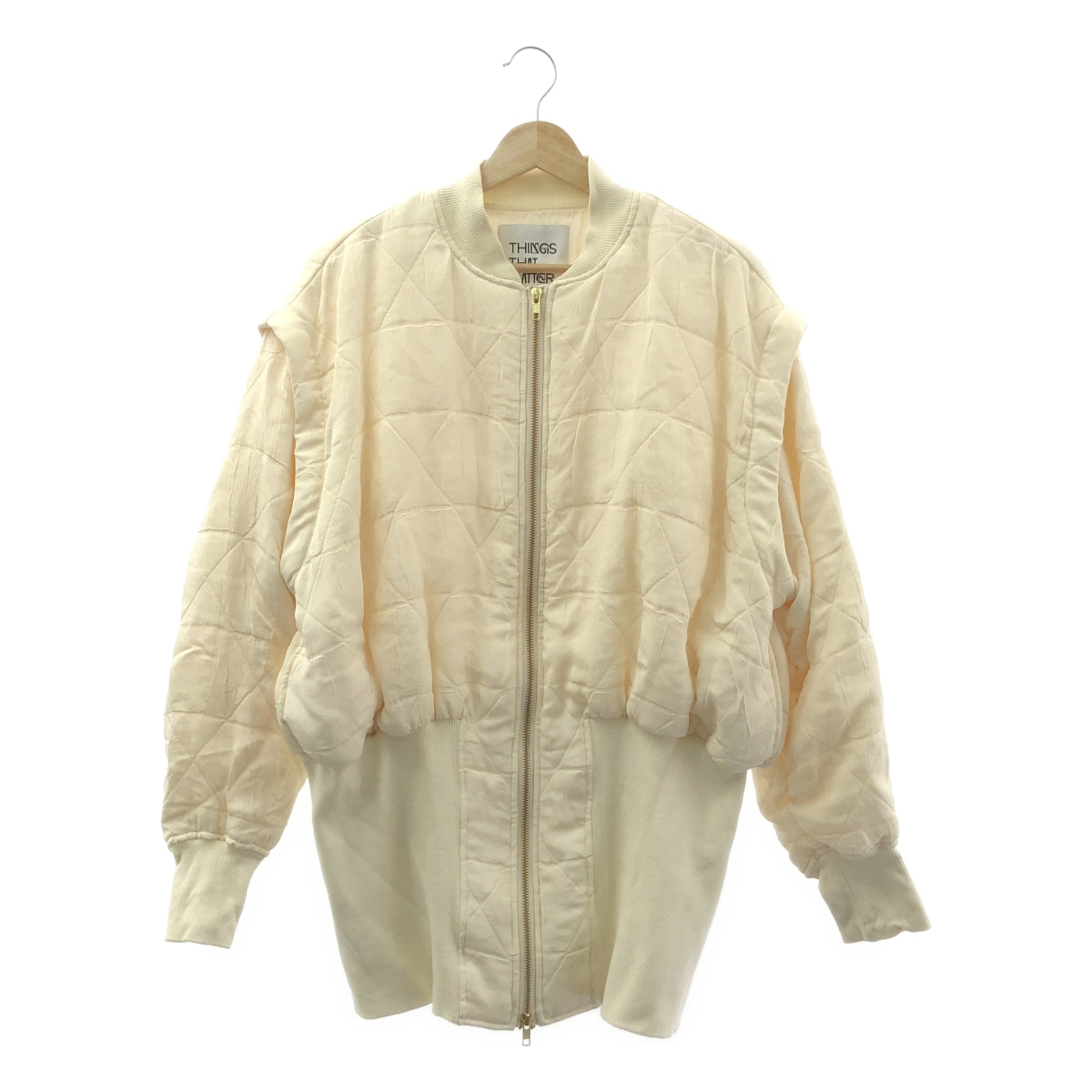 THINGS THAT MATTER / 싱스자트마타 | ORIGINAL JACQUARD MA-1 BLOUSON / 퀼팅 리브 롱 블루존 재킷 | F | 여성