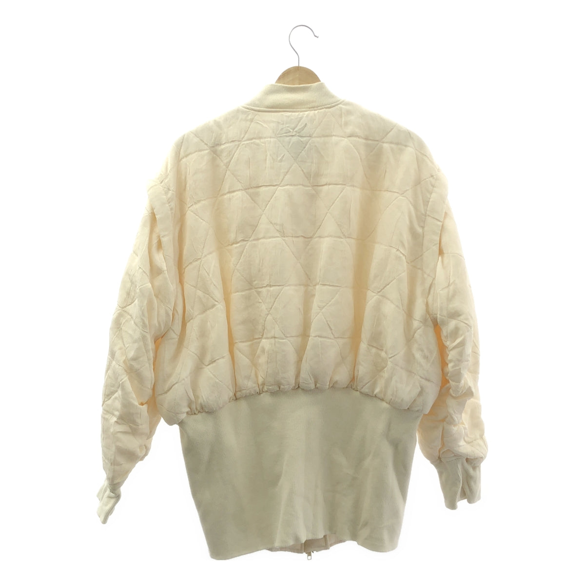 THINGS THAT MATTER / シングスザットマター | ORIGINAL JACQUARD MA-1 BLOUSON / キルティング リブ ロングブルゾン ジャケット | F | アイボリー | レディース