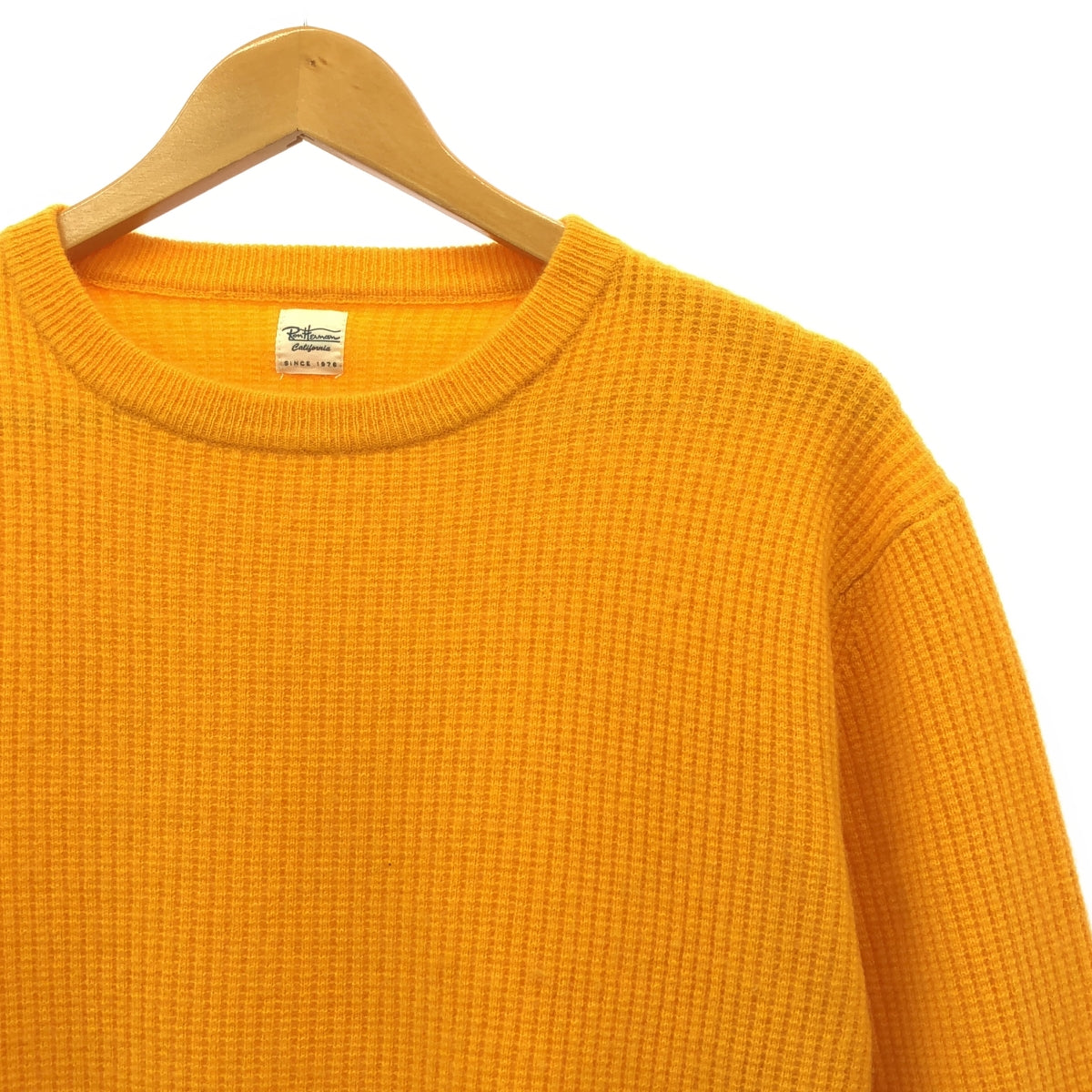 羅恩赫爾曼 |羊絨華夫格圓領針織衫 | L |橙色 |男士