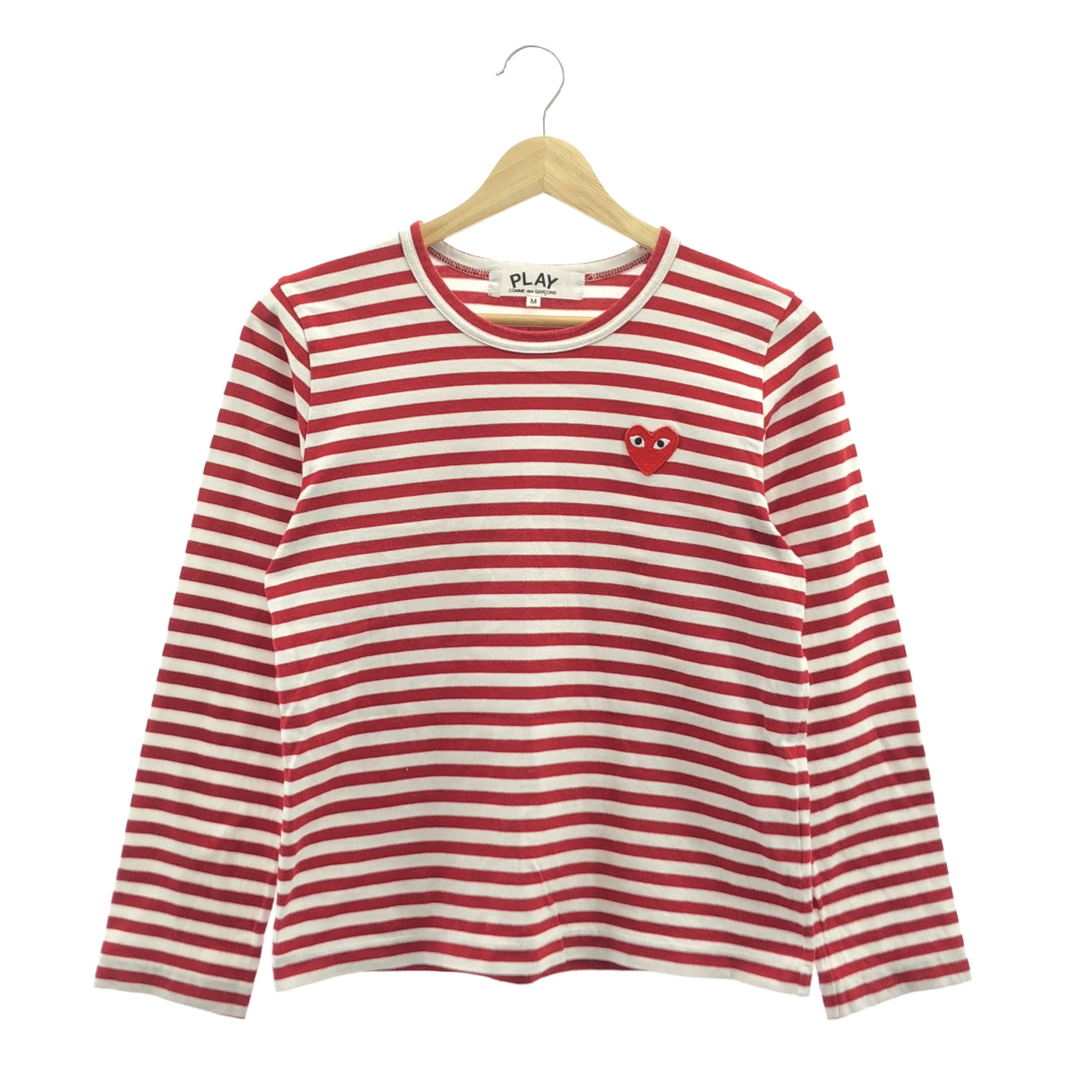 PLAY COMME des GARCONS / プレイコムデギャルソン | AD2018/4 | コットン ハート ワッペン ボーダー カットソー | M |