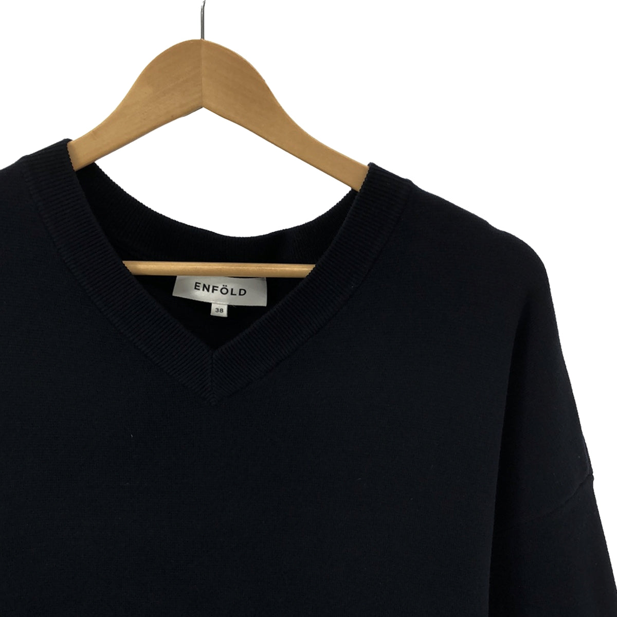 ENFOLD / 엠 폴드 | 코튼 백 슬릿 니트 원피스 | 38 | 네이비 | 여성