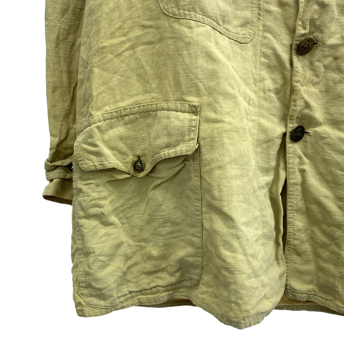 EURO VINTAGE | Estimated 50s-60s Vintage French Linen Hunting Jacket | Beige | Men's