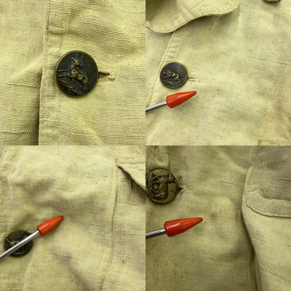 EURO VINTAGE | Estimated 50s-60s Vintage French Linen Hunting Jacket | Beige | Men's