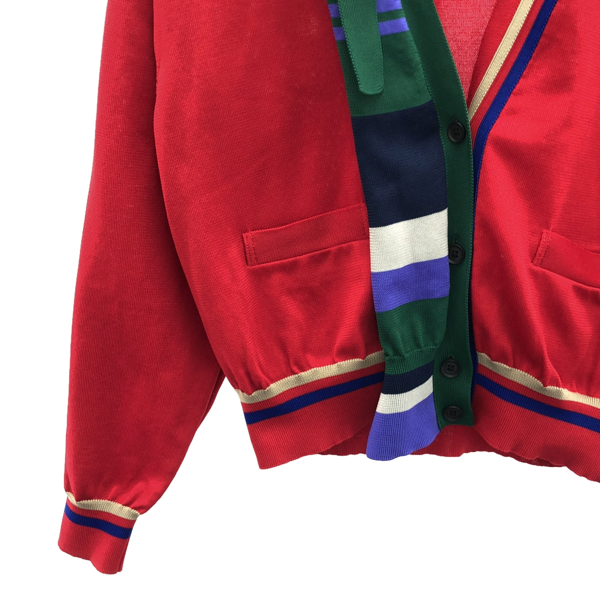 kolor / 컬러 | 폴리 에스테르 비대칭 니트 카디건 | 2 | 레드 | 여성