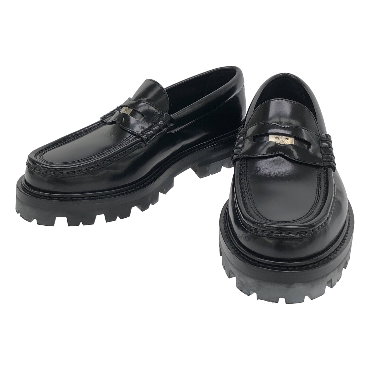 【美品】  CELINE / セリーヌ | トリオンフ マーガレット ペニーチャンキー ローファー | 34 | ブラック | レディース