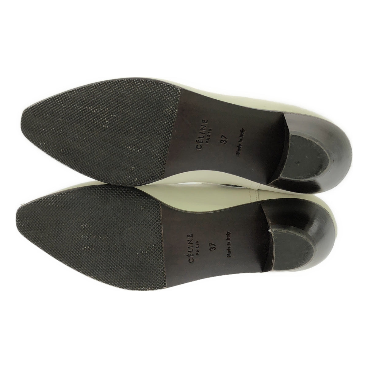 CELINE / セリーヌ | フィービー期 サイドゴア レザー ショートブーツ | 37 | ホワイト/ダークブラウン | レディース