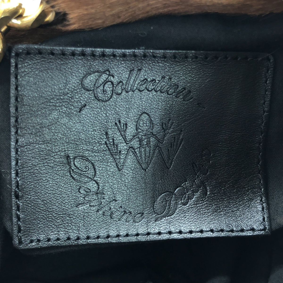 【美品】 DELPHINE DELAFON / デルフィンデルフォン | ハラコ チェーン ショルダーバッグ | ゴールド/ブラウン | レディース