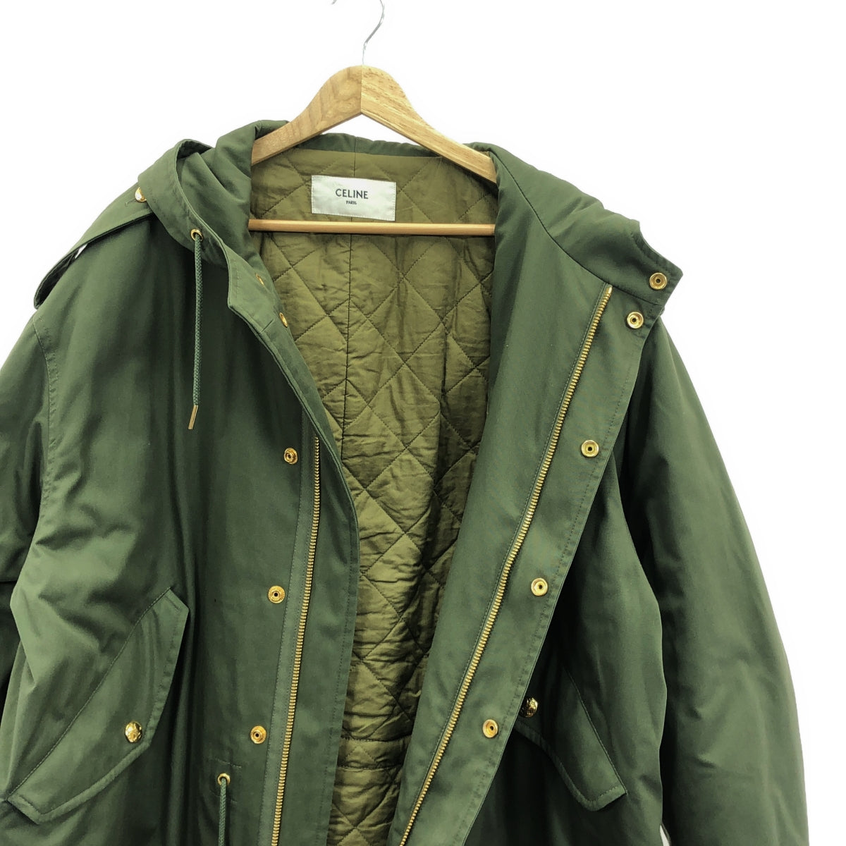 【美品】  CELINE / セリーヌ | 2023AW | Technical Cotton Military Park ミリタリーパーカ | 40 | カーキ | レディース