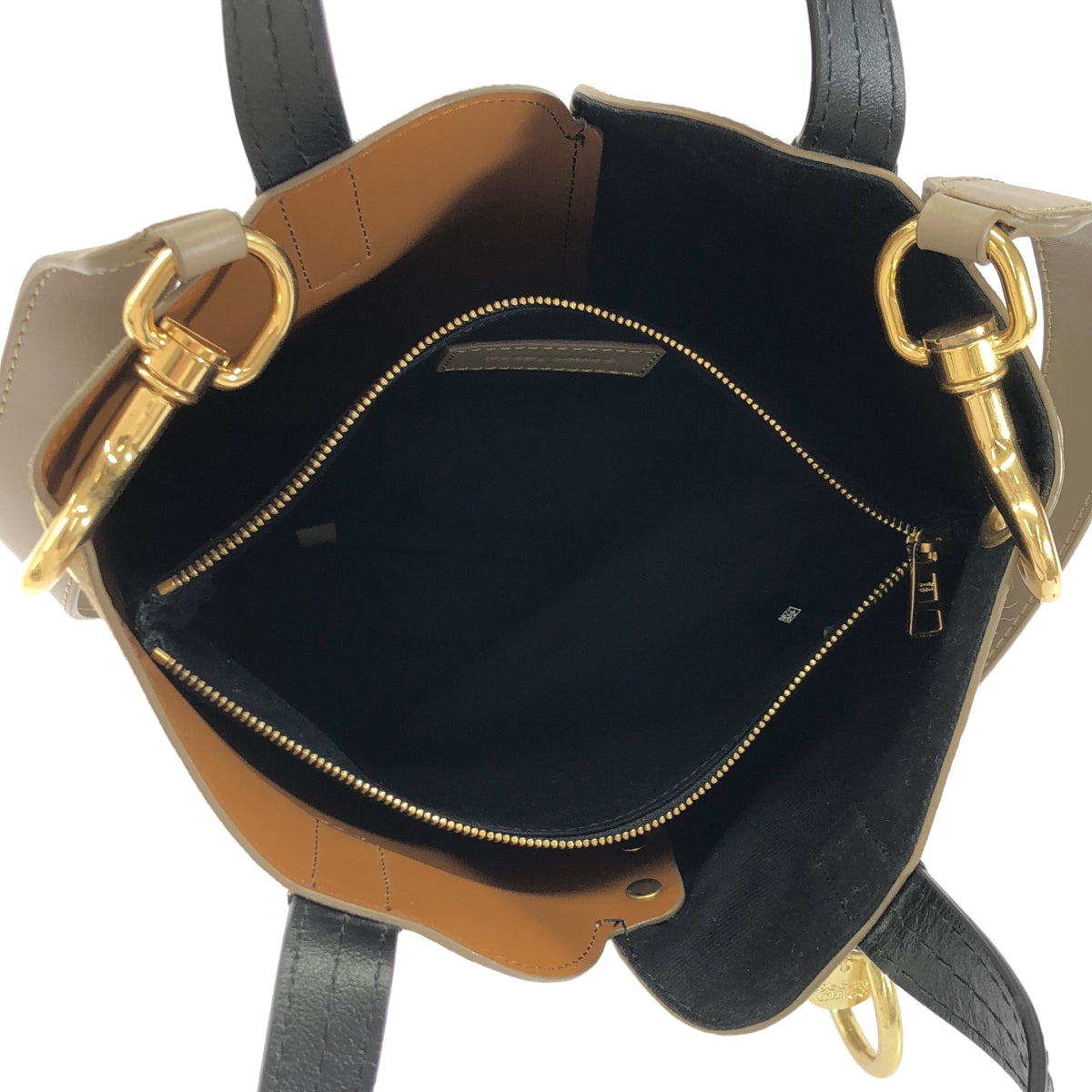 SEE BY CHLOE / シーバイクロエ | GAIA バイカラー 2WAY レザー ハンドバッグ | ベージュ / グレージュ / ゴールド | レディース