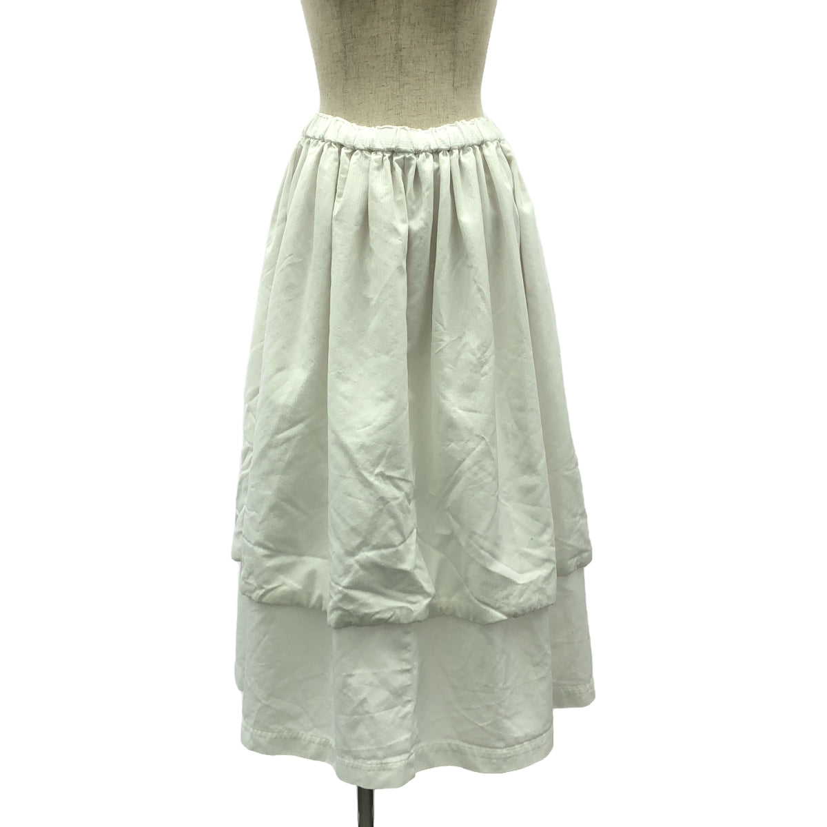 【美品】  COMME des GARCONS COMME des GARCONS / コムコム | 2019SS | ポリエステル エンブロイダリー レイヤード ドローストリング スカート | S | ホワイト | レディース