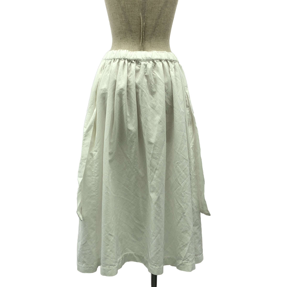 【美品】  COMME des GARCONS COMME des GARCONS / コムコム | 2019SS | ポリエステル エンブロイダリー レイヤード ドローストリング スカート | S | ホワイト | レディース