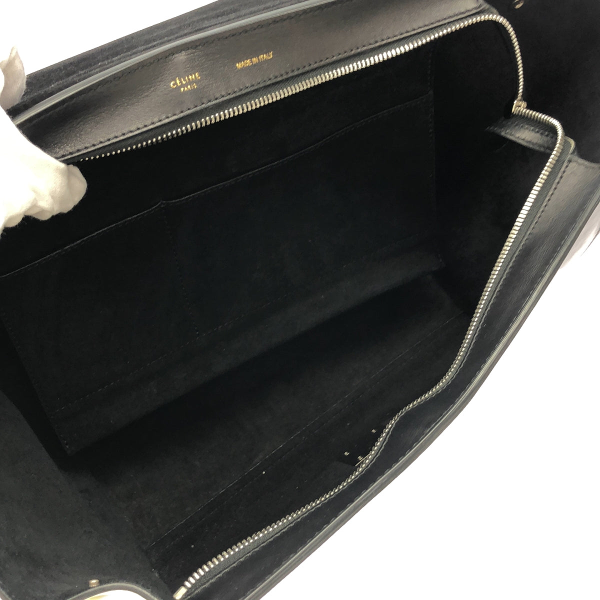 CELINE / セリーヌ | フィービー期 2way ショルダー付き レザー トラペーズ ハンド トートバッグ | イエロー/ブラック/オフホワイト | レディース