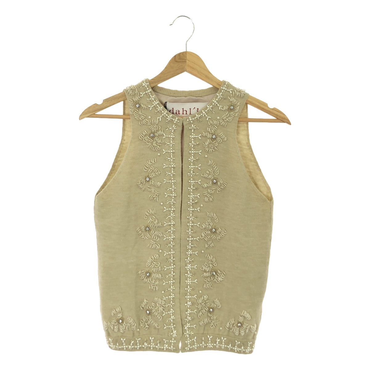 【新品】 dahl'ia / ダリア | KNIT BEADS VEST ビーズ エンブロイダリー ニットベスト | F | アイボリー | レディース