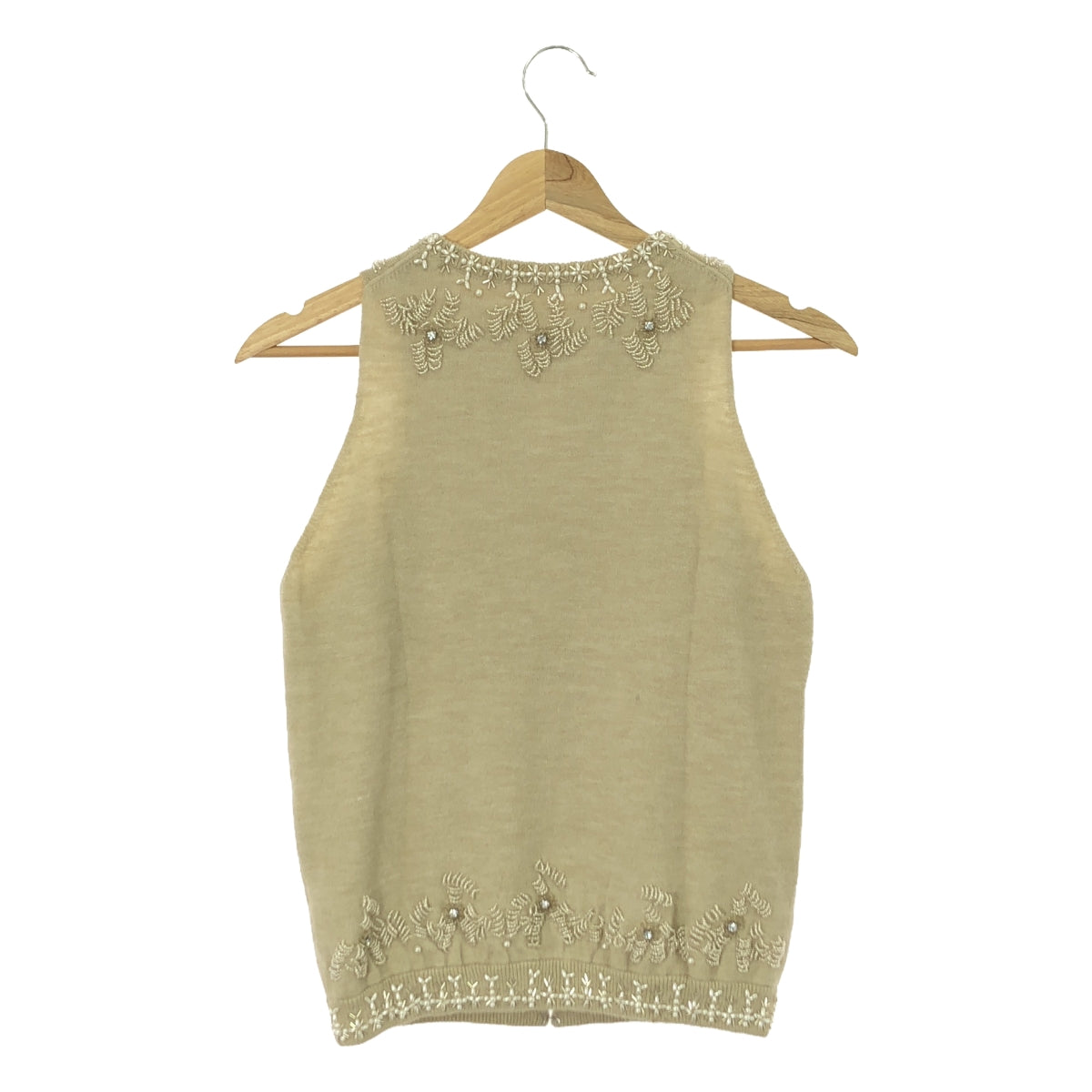 【新品】 dahl'ia / ダリア | KNIT BEADS VEST ビーズ エンブロイダリー ニットベスト | F | アイボリー | レディース