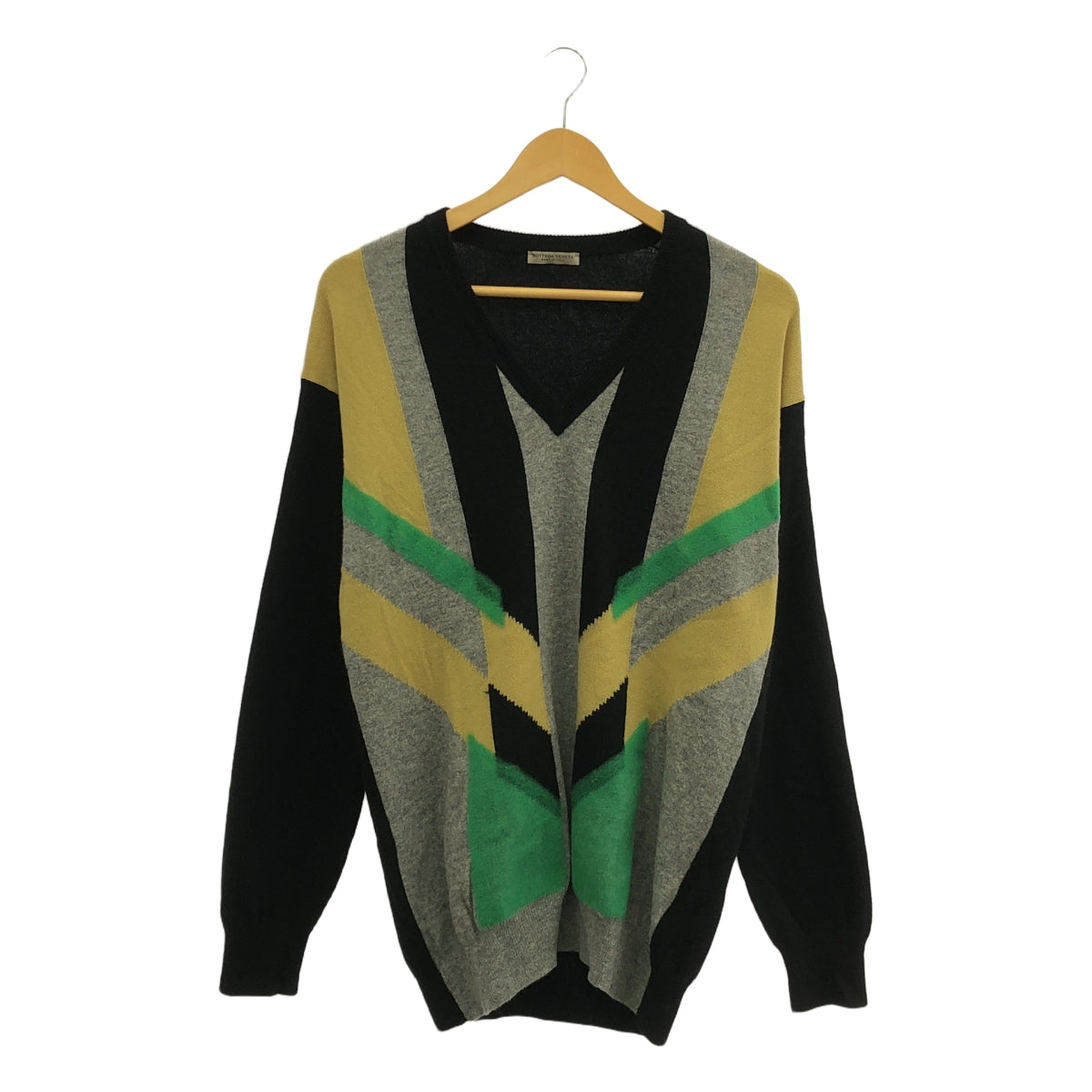 BOTTEGA VENETA | 2015AW | Tomas Mayer period / Wool geometric pattern V-neck knit | 46 | Men's