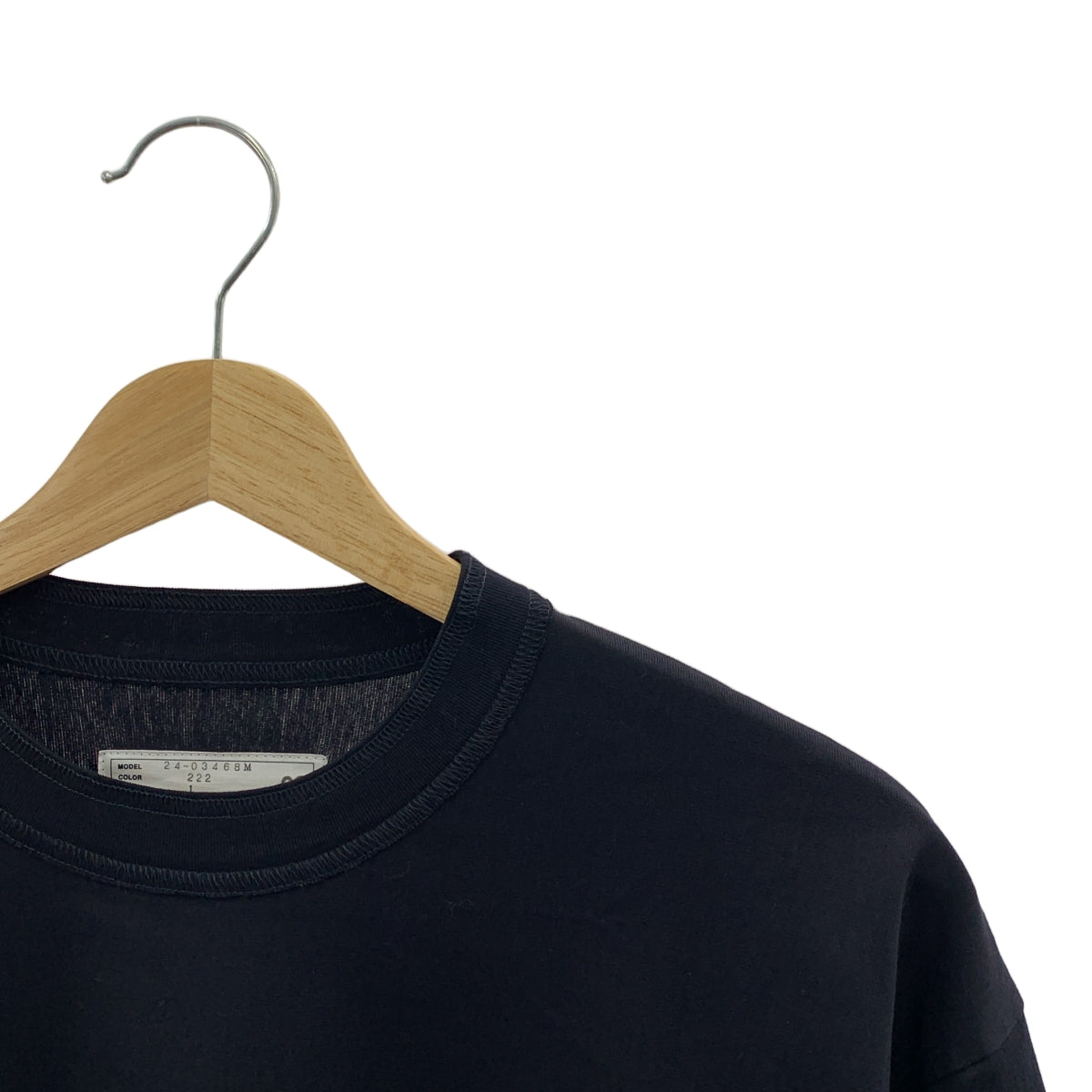 【미품】 sacai / 사카이 | 2024AW | Cotton Poplin Cotton Jersey T-Shirt 스트라이프 레이어드 사이드 스냅 버튼 T 셔츠 | 1 | 네이비 / 화이트 | 남성