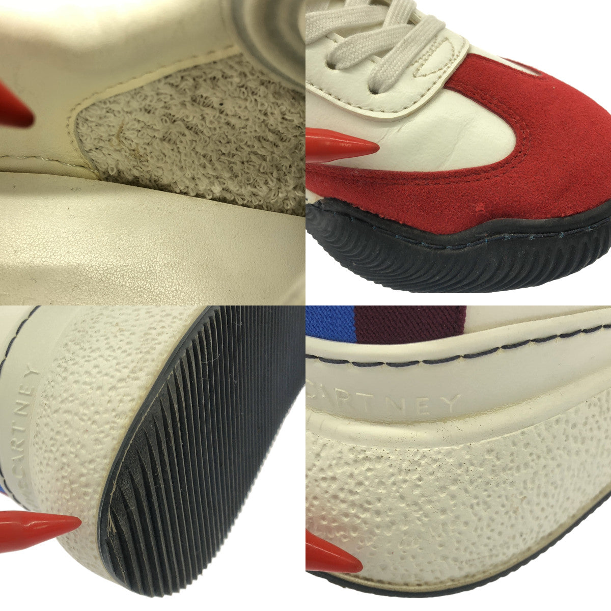 STELLA McCARTNEY / ステラマッカートニー | FABRIC SNEAKER FAULE / スエード切替 レザー プラットフォーム スニーカー | 36 | ホワイト/レッド | レディース