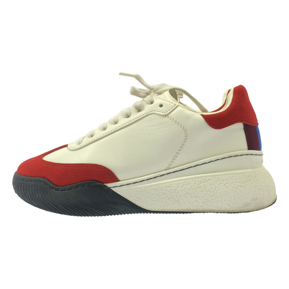 STELLA McCARTNEY / ステラマッカートニー | FABRIC SNEAKER FAULE / スエード切替 レザー プラットフォーム スニーカー | 36 | ホワイト/レッド | レディース