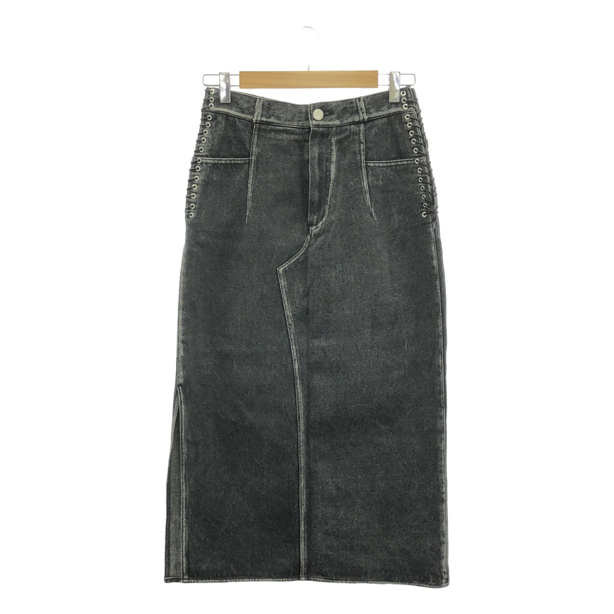 3.1 Phillip Lim | Lace-up Black Denim Long Skirt | 0 | Women's