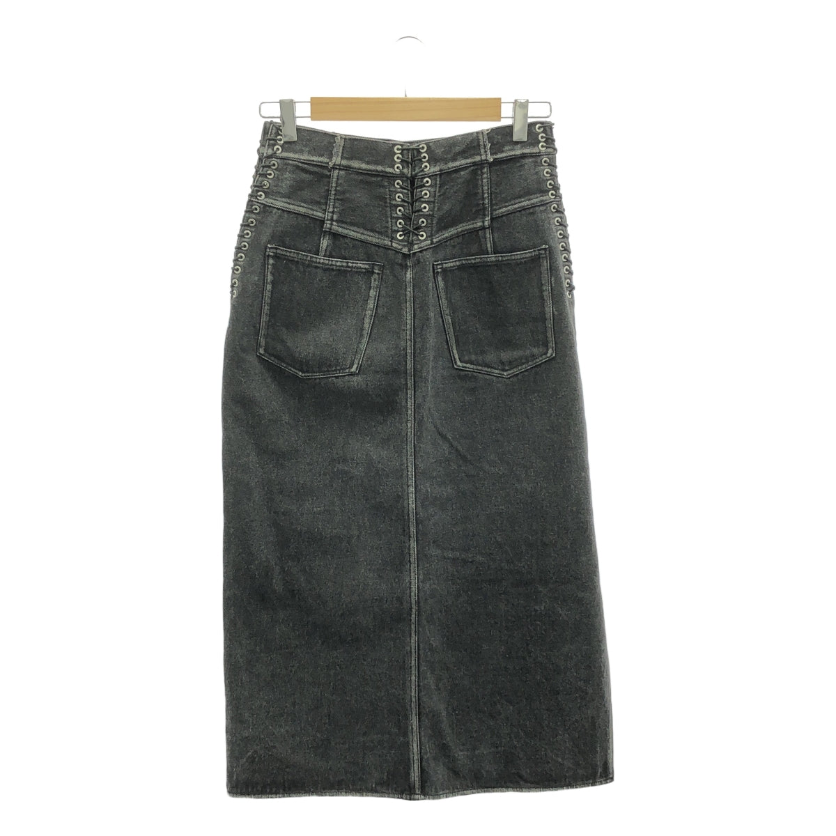 3.1 Phillip Lim | Lace-up Black Denim Long Skirt | 0 | Women's
