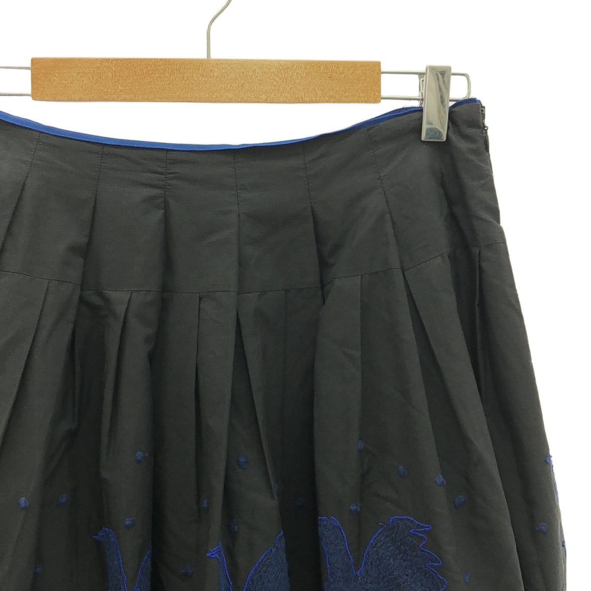 mina perhonen | 2017SS | swan cotton silk embroidered tuck skirt | 38 | Women's