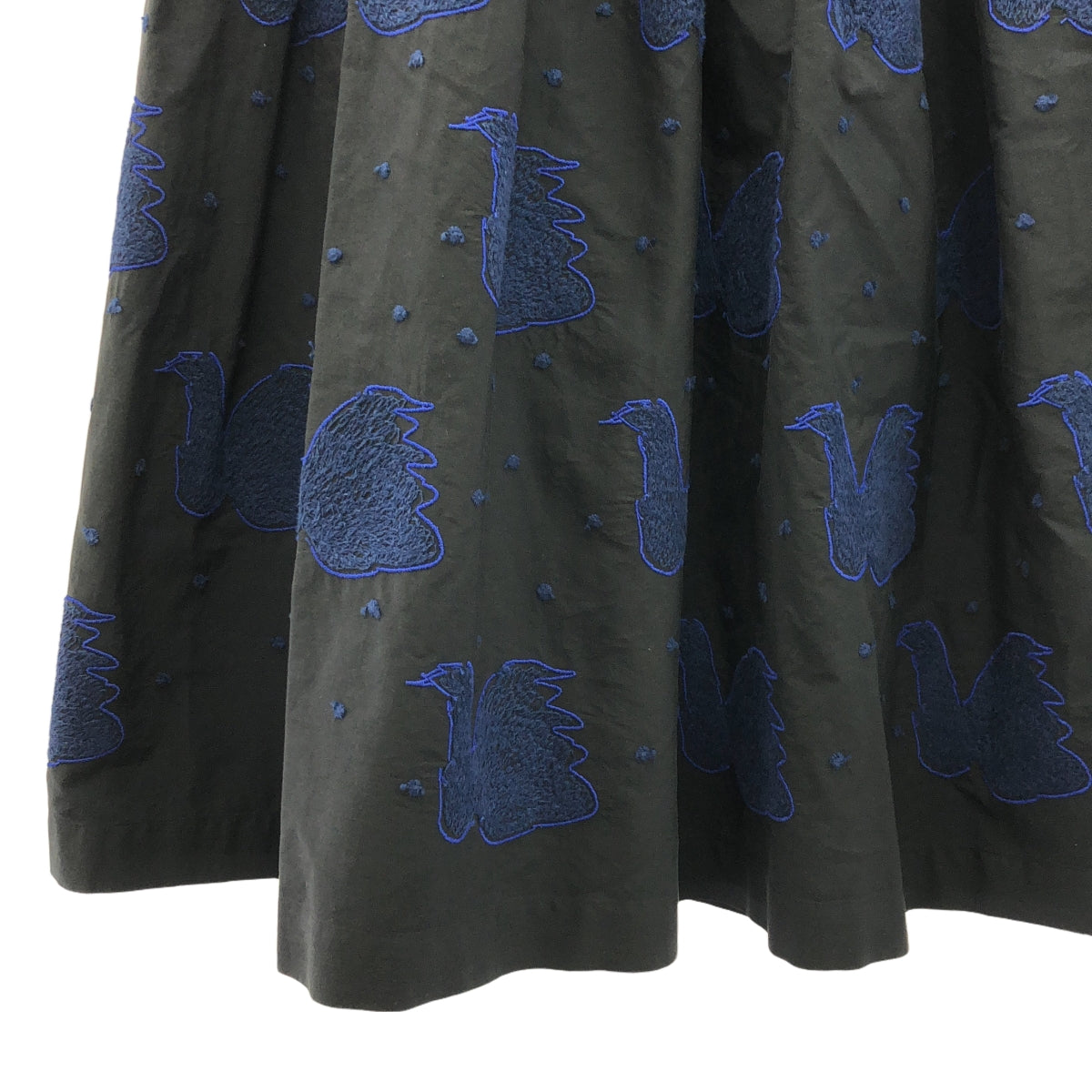 mina perhonen | 2017SS | swan cotton silk embroidered tuck skirt | 38 | Women's