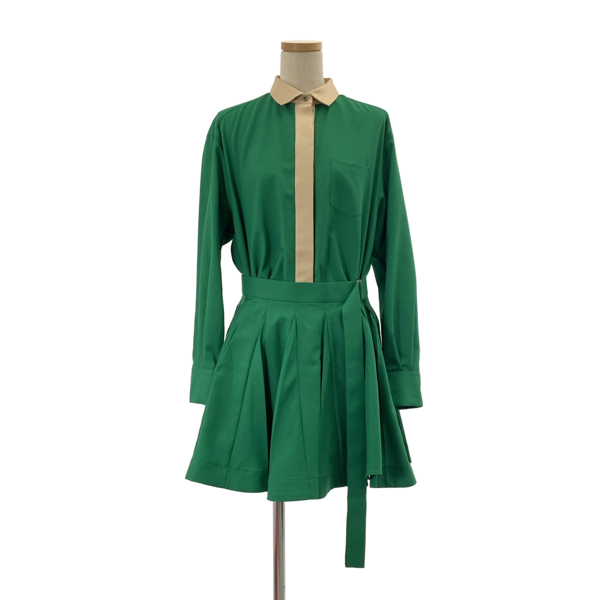 sacai / サカイ | 2022SS | プリーツスカート ドッキング シャツ