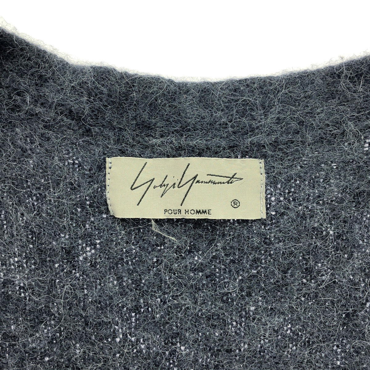 YOHJI YAMAMOTO POUR HOMME | 2018AW | Alpaca Mohair Blend Knit Cardigan | Size 3 | Charcoal / Purple | Men's