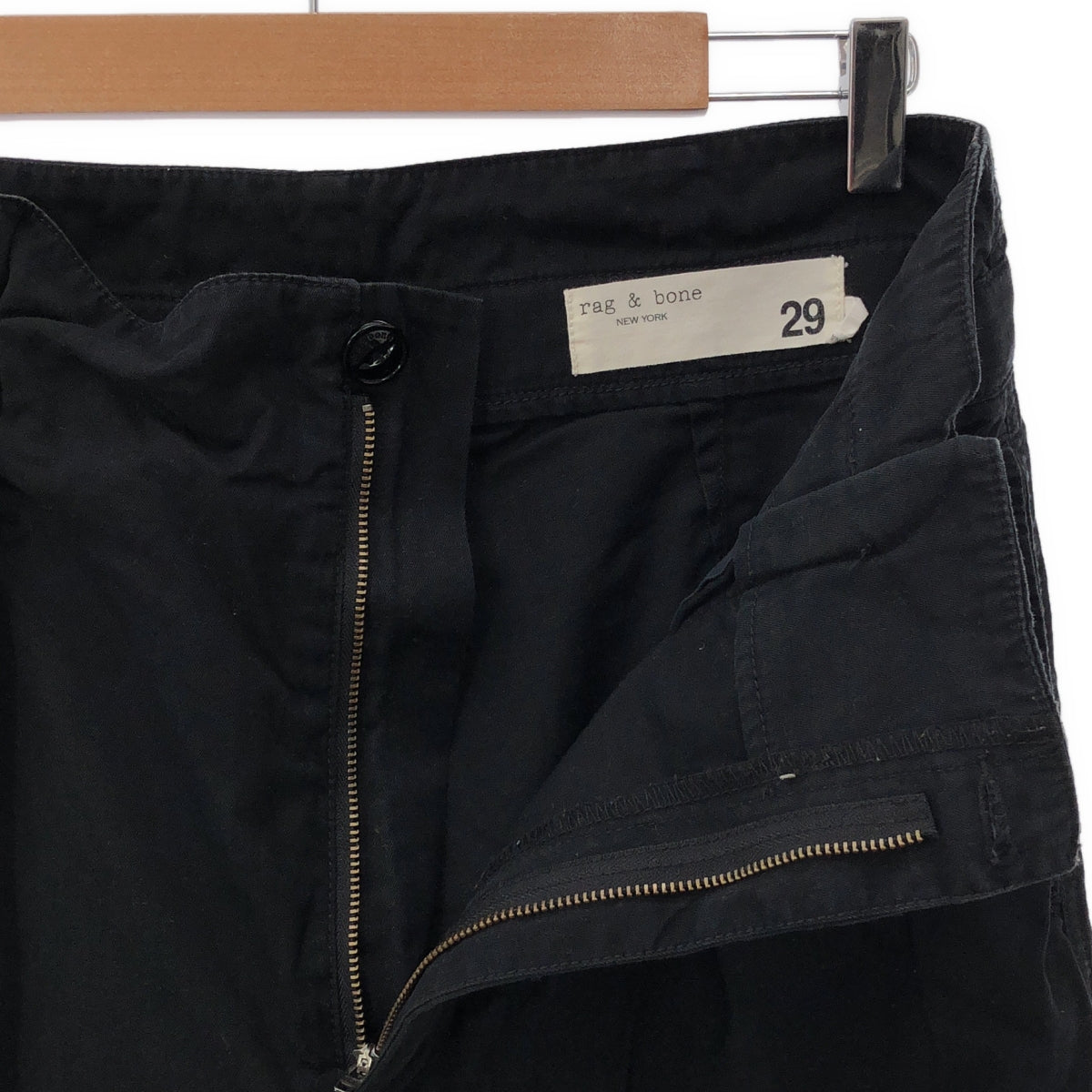 rag & bone / ラグアンドボーン | コットン 裾ジップ 切替 ベルテッドパンツ | 29 | ブラック | レディース
