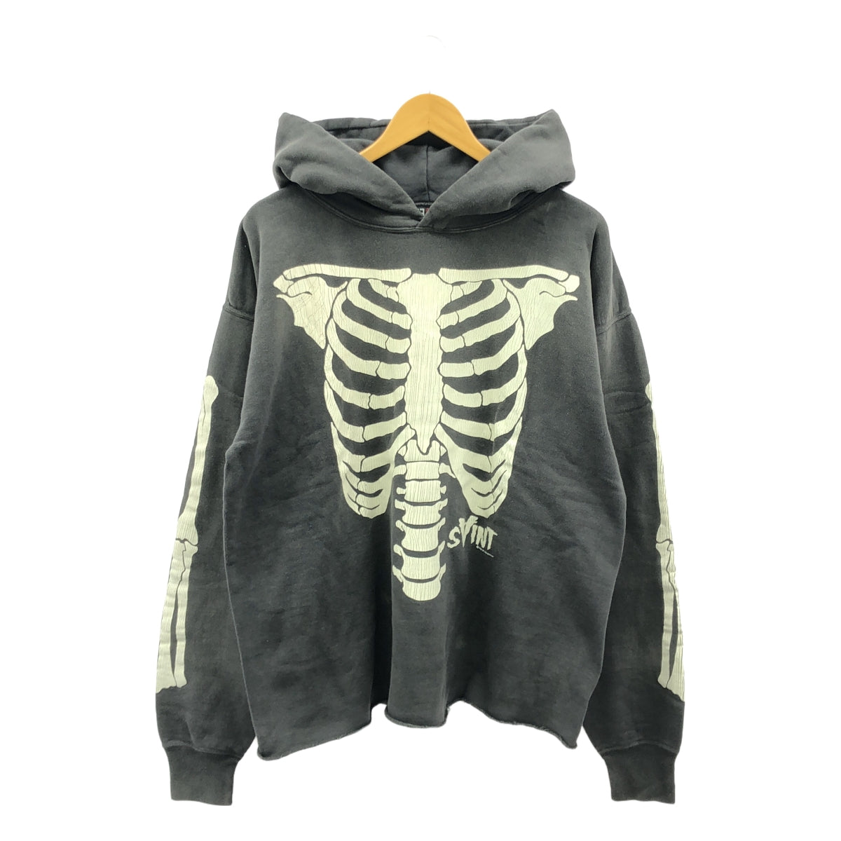 SAINT MICHAEL Mxxxxxx / セントマイケル | HOODIE BONE / ヴィンテージ加工 ボーン 両面プリント スウェット フーディ | XL | メンズ