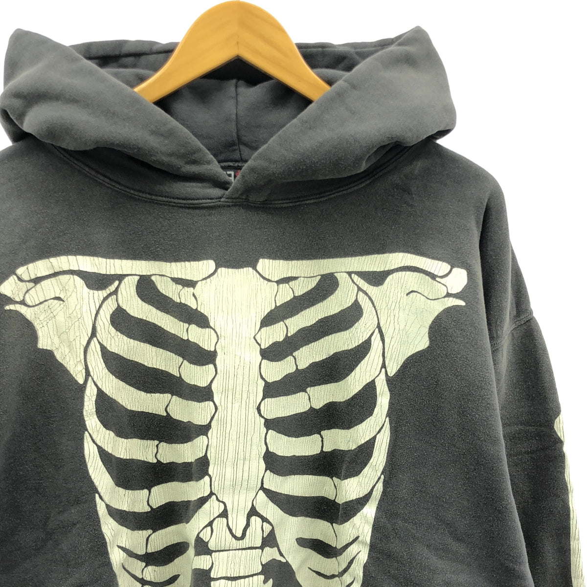 SAINT MICHAEL Mxxxxxx / セントマイケル | HOODIE BONE / ヴィンテージ加工 ボーン 両面プリント スウェット フーディ | XL | メンズ