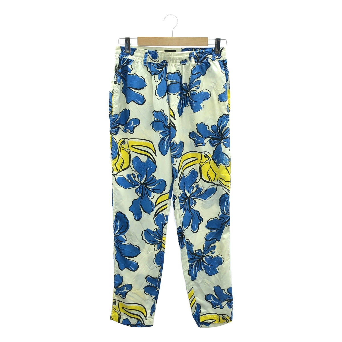 Spick and Span / スピックアンドスパン | 2022SS | 【 BANANA TIME / バナナタイム 】 TAPERED 2 PANT / シルク ドローストリング パンツ | XS | ホワイト/ブルー/イエロー | レディース