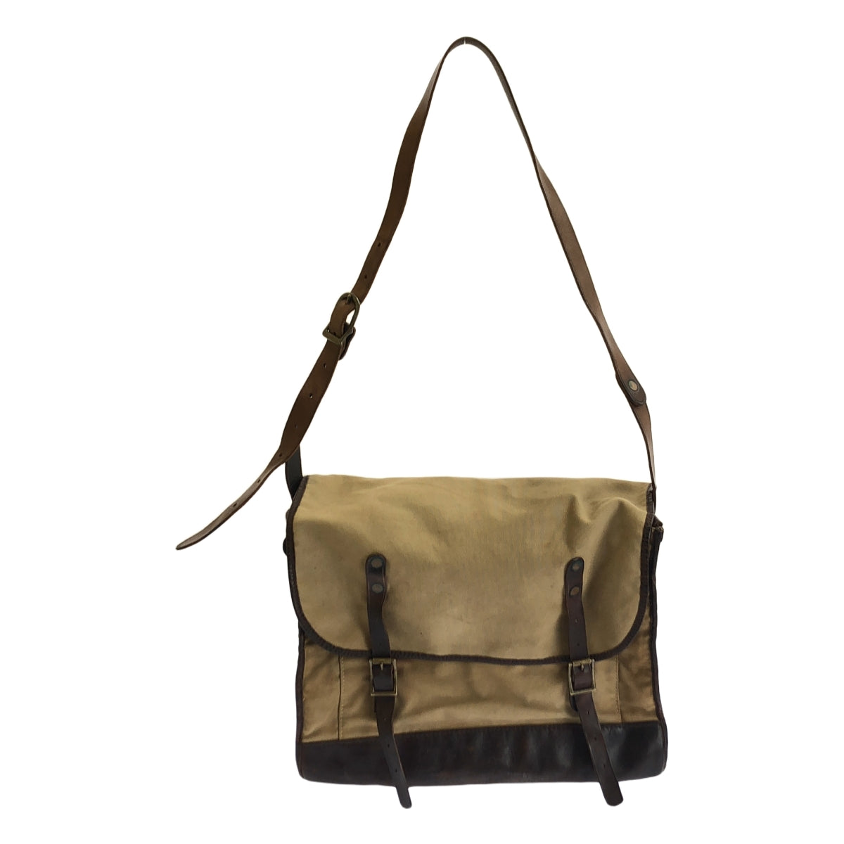 RRL / ダブルアールエル | CANVAS×LEATHER SHOULDER BAG キャンバス レザー ショルダーバッグ | ベージュ / ブラウン | メンズ
