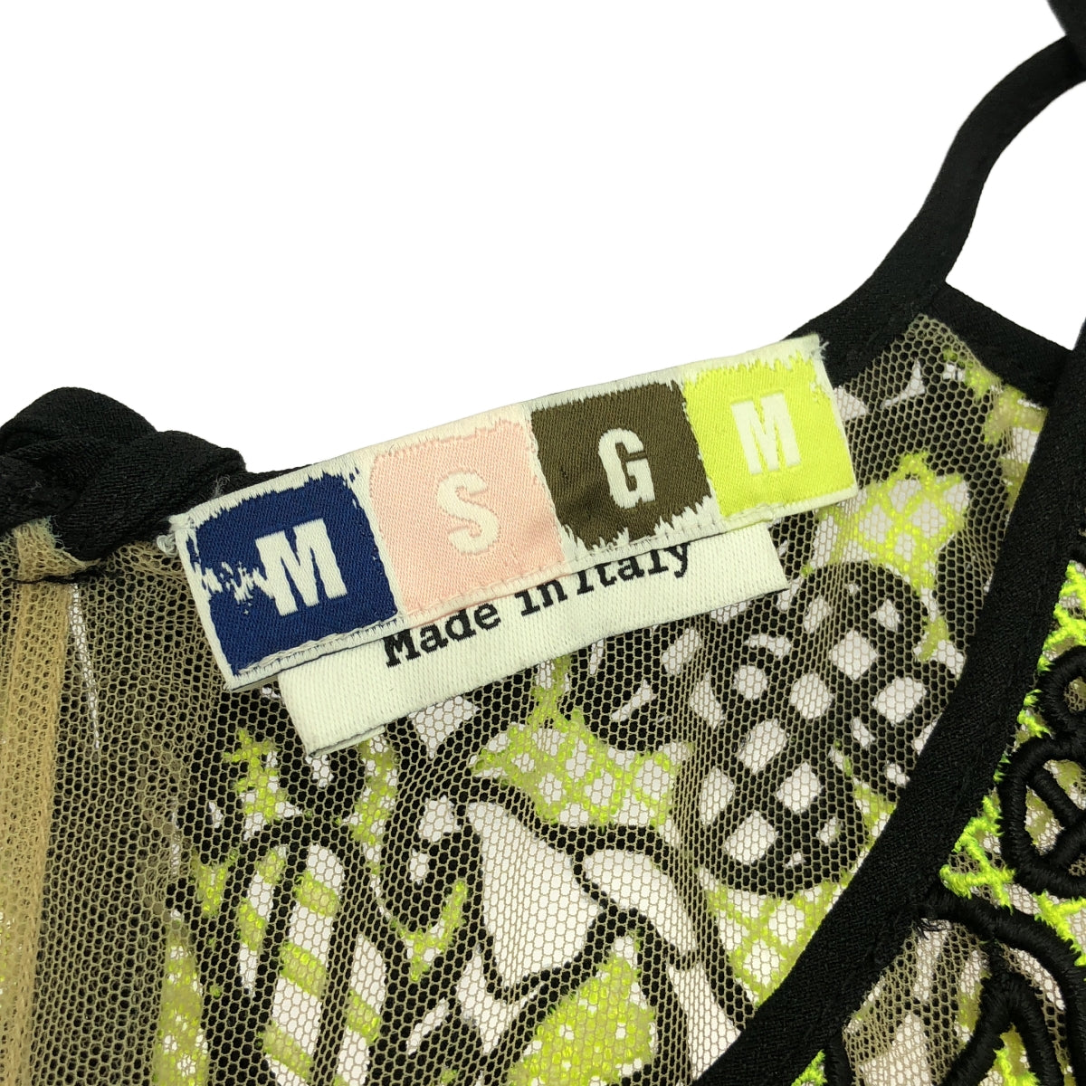MSGM |花朵刺繡無袖洋裝 |尺寸 40 |黑色/黃色|女性的