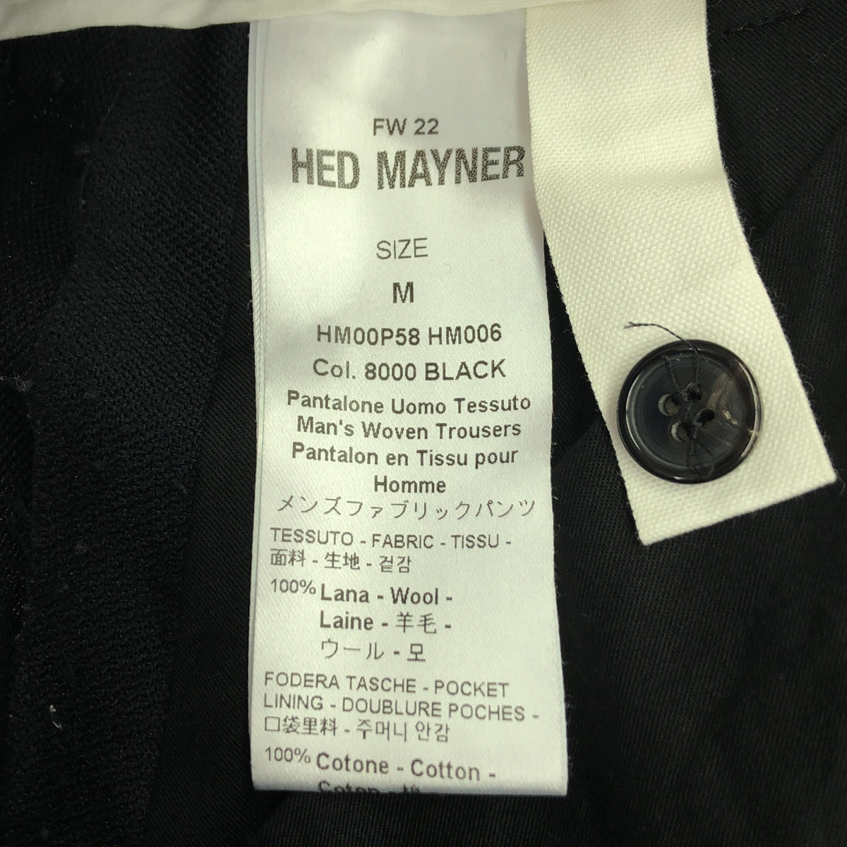HED MAYNER | 2022AW | 6 Pleats Pants Wool Twill | M | Black | Men's