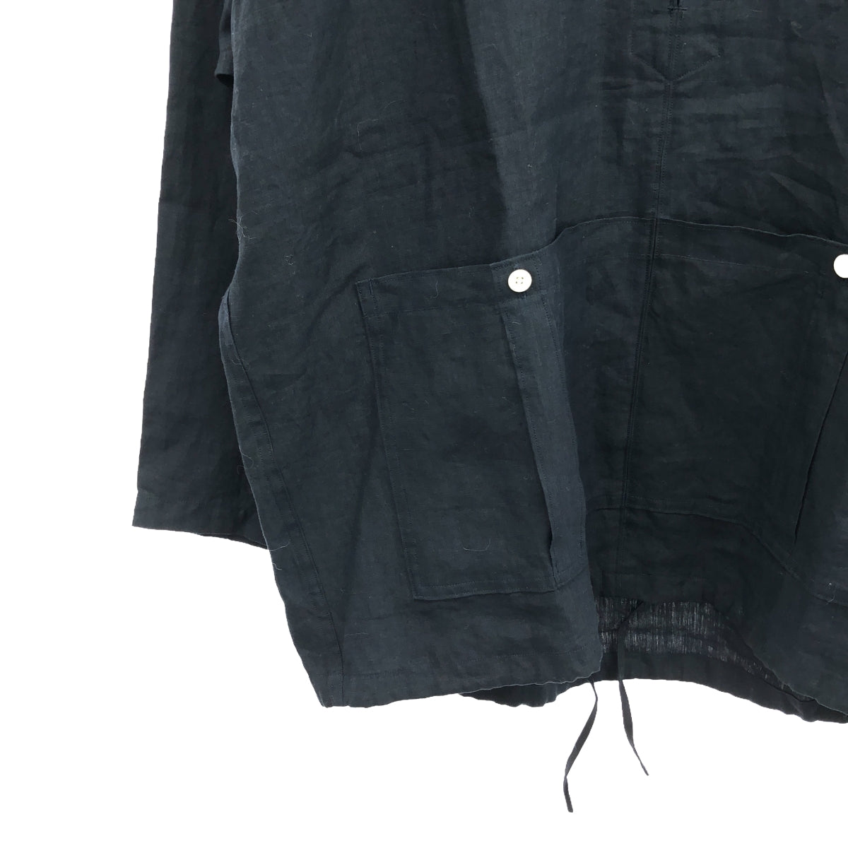 HAVERSACK / ハバーサック | リネン フーデッド プルオーバー | S | ネイビー | レディース