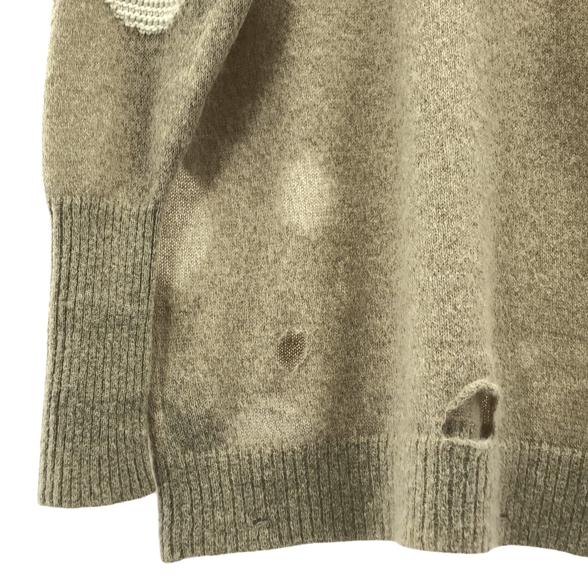 MM6 Maison Margiela | V-neck elbow patch drop shoulder long knit | XS | Women's