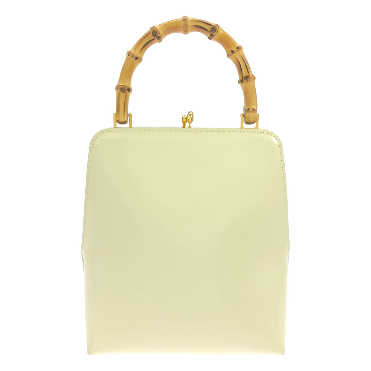 【미품】 JIL SANDER / 질 썬더 | Goji Bamboo Square / 가죽 로고 가마구치 대나무 핸들 가방 | 베이지 | 여성