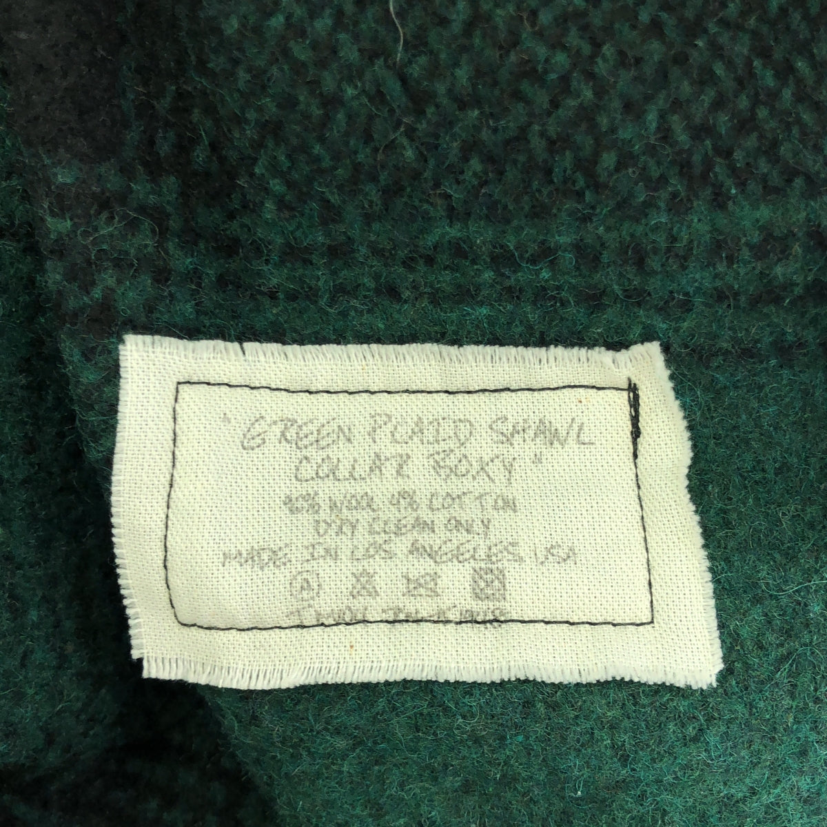 GREG LAUREN / グレッグローレン | GREEN PLAID SHAWL COLLAR BOXY / ウール デニム切替 オーバージャケット | 3 | グリーン/ブラック | メンズ