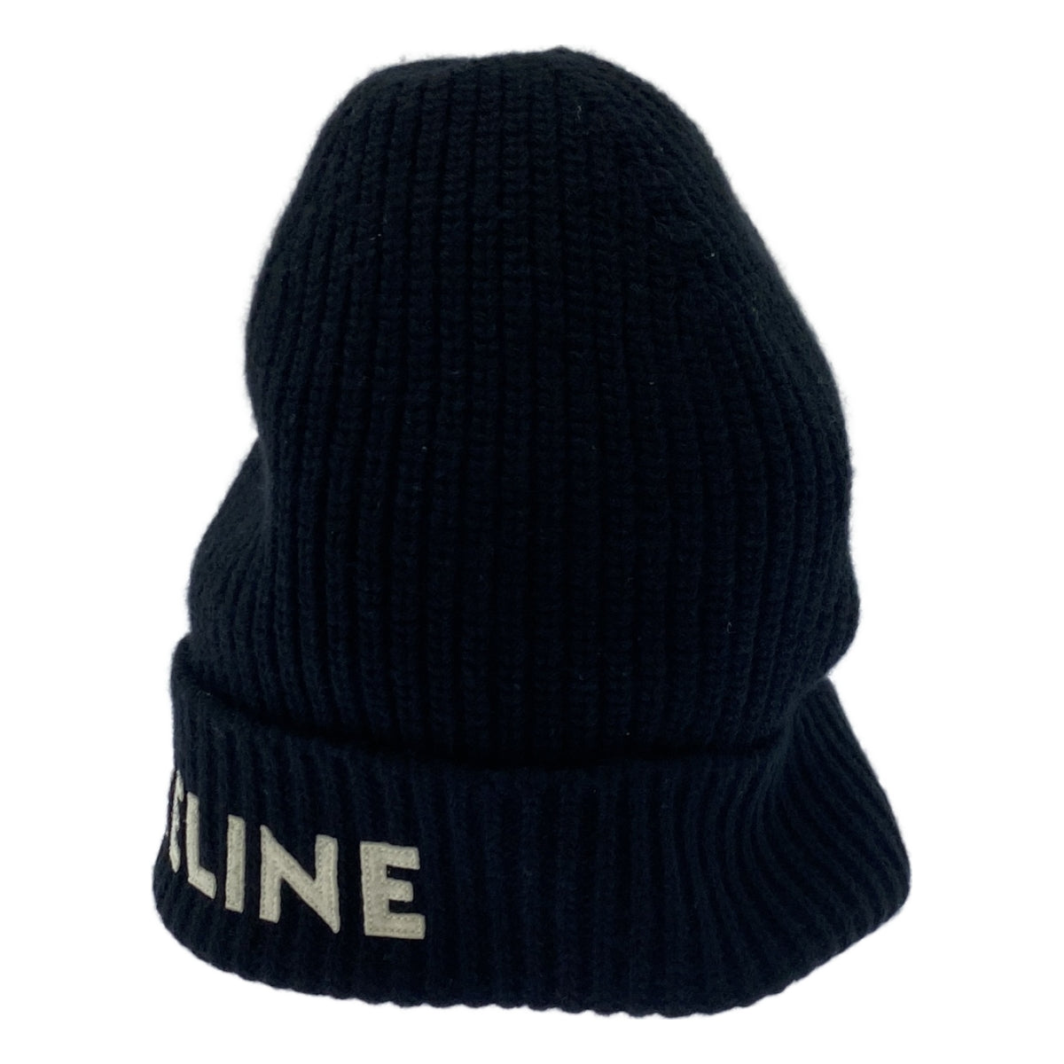 CELINE / セリーヌ | ロゴワッペン ウール リブ ニットキャップ | ブラック / ホワイト | メンズ