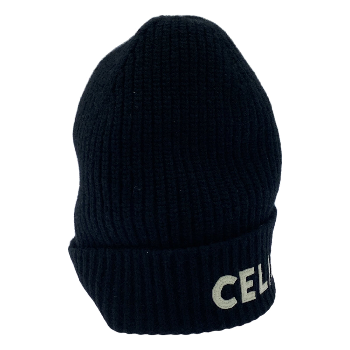 CELINE / セリーヌ | ロゴワッペン ウール リブ ニットキャップ | ブラック / ホワイト | メンズ