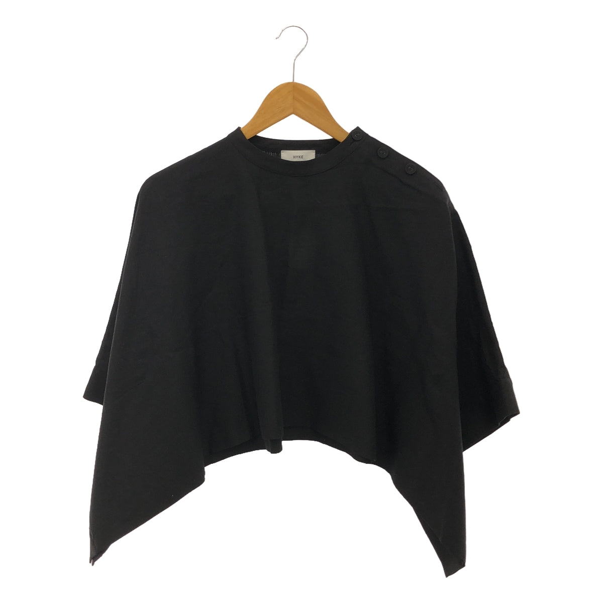 【美品】 HYKE / ハイク | 2022SS | LINEN PONCHO リネン ポンチョ オーバーサイズ プルオーバー ブラウス | F | ブラック | レディース